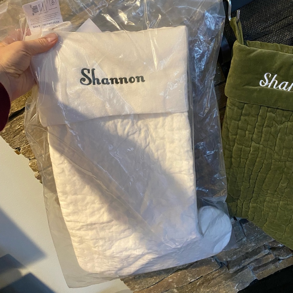 Pottery Barn Large stocking with Shannon embroidered